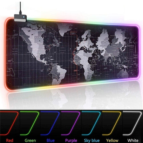 RGB Gaming Mouse Pad World Map